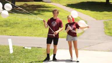 Prefects welcome with balloons