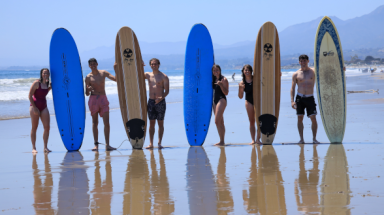 Students at the beach