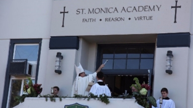 Bishop Brennan blesses St. Monica's