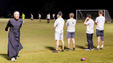 Fr. Marczewski at soccer game