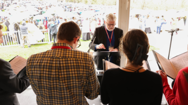 choir at divine mercy shrine announcement