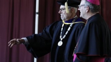 Bishop Barron and Dr. McLean -- Convocation 2016