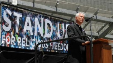 Fr. Illo at Religious Liberty Rally