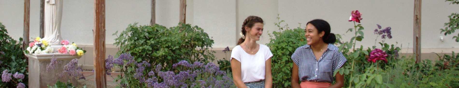 Students in the St. Therese Prayer Garden