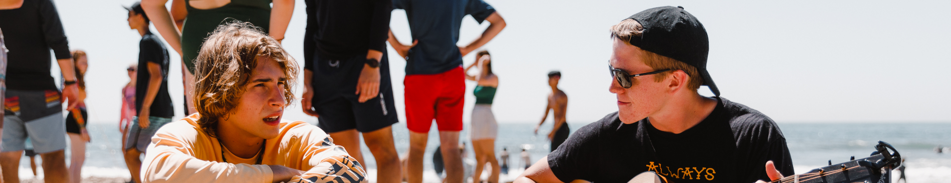 Students at the beach