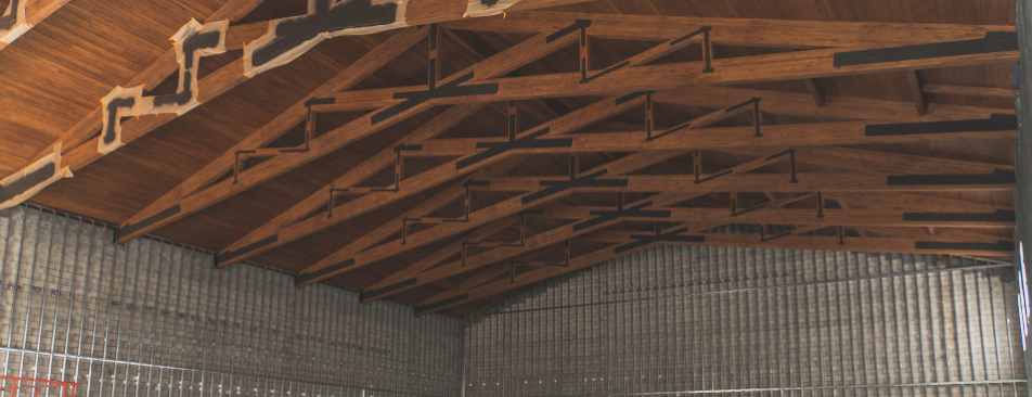 Gymnasium ceiling in the Pope St. John Paul II Athletic Center