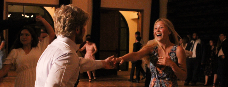 A student couple dances