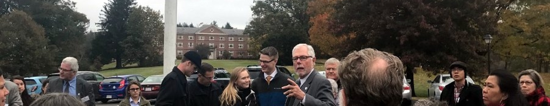 Friends Celebrate Arrival of College at New England Campus