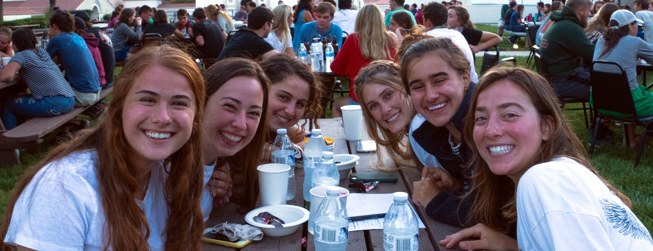 Students at a campus BBQ
