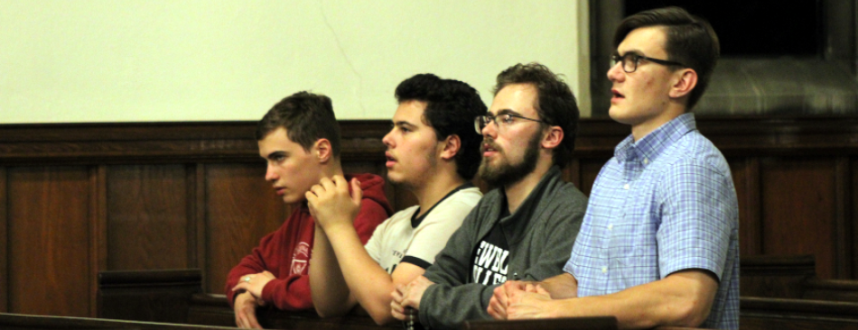 Students praying the Rosary