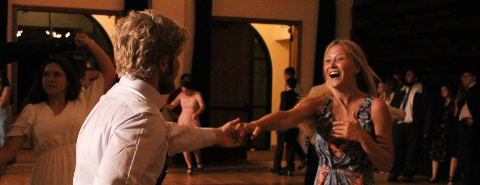 A student couple dances