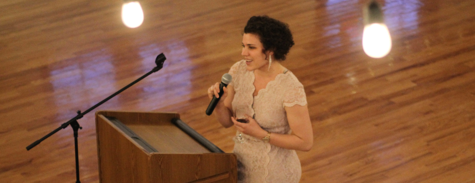 A student gives a toast